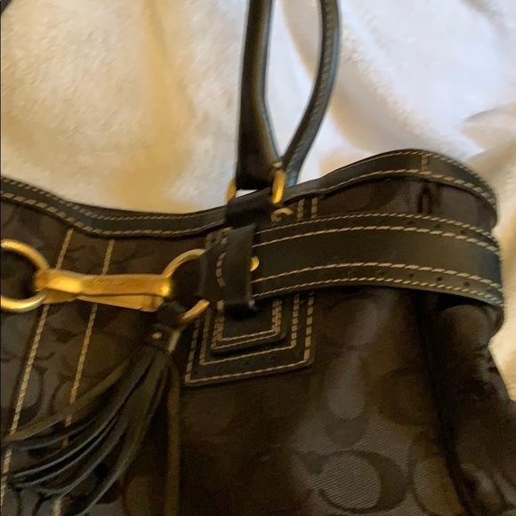 Black Signature “C” Fabric & Leather Coach Satchel - Picture 14 of 16